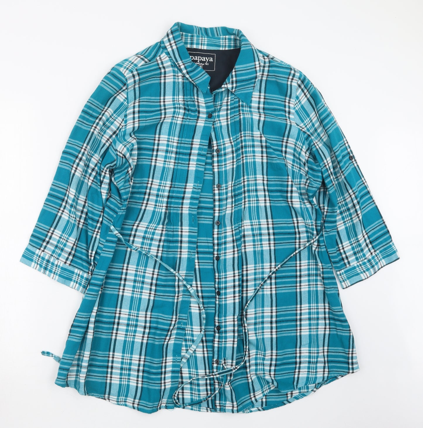 Papaya Womens Blue Check  Basic Button-Up Size 18