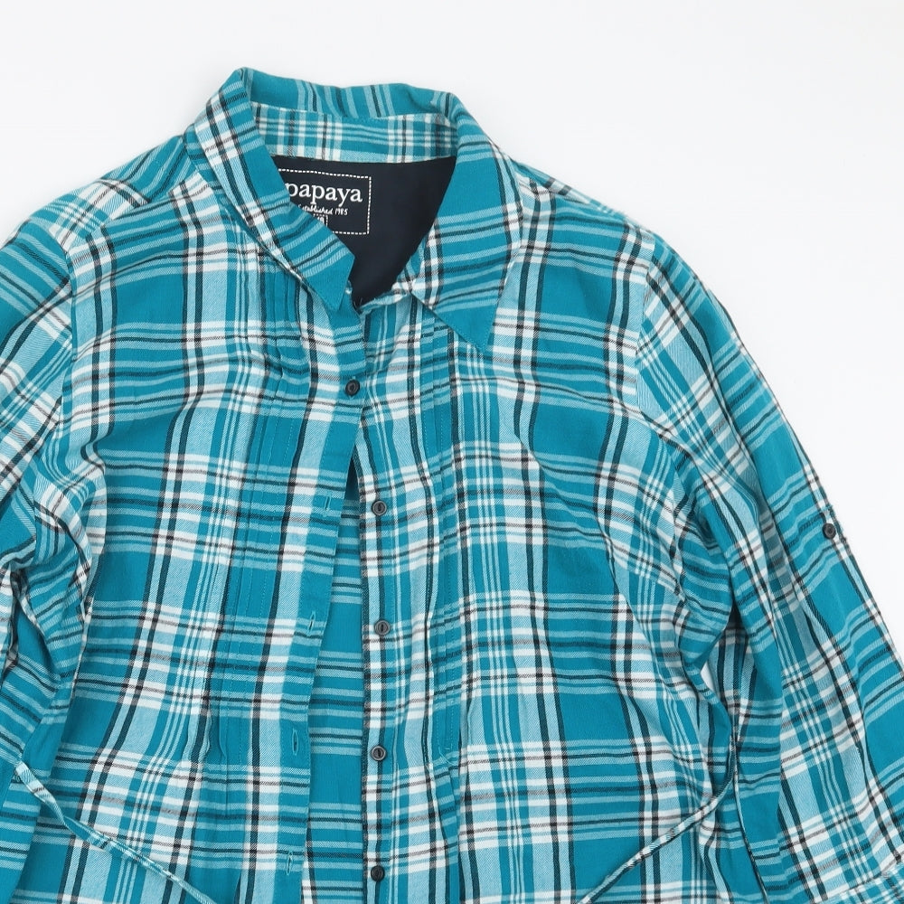 Papaya Womens Blue Check  Basic Button-Up Size 18