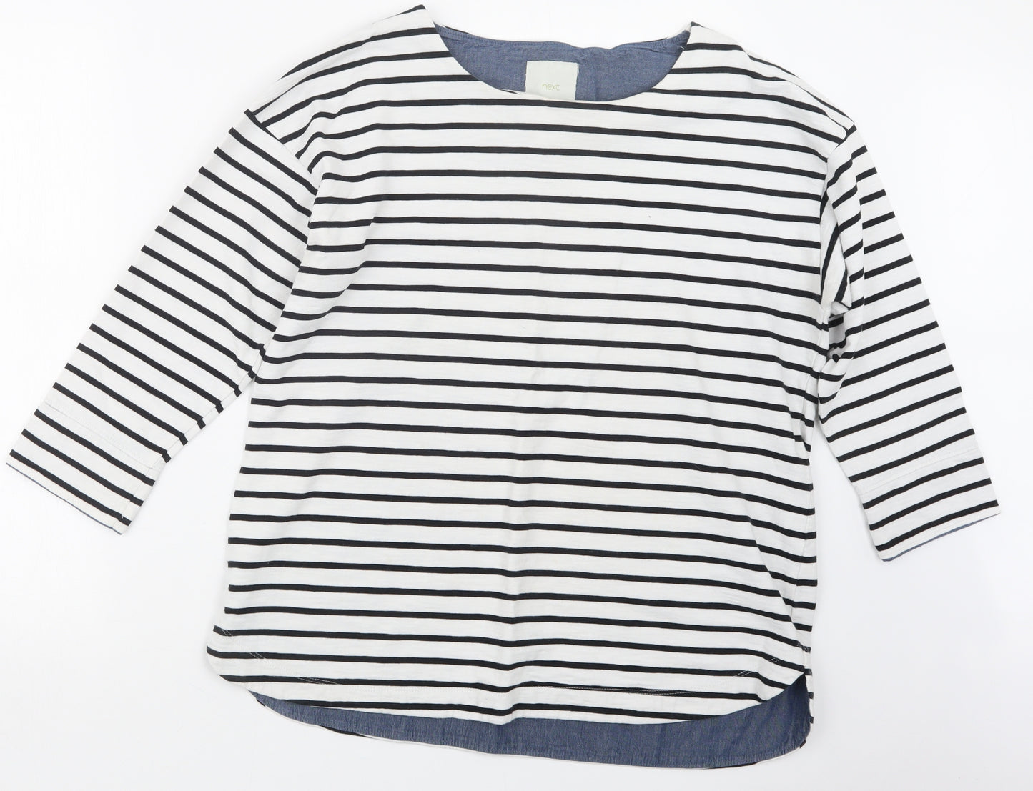 NEXT Womens White Striped  Basic T-Shirt Size 16