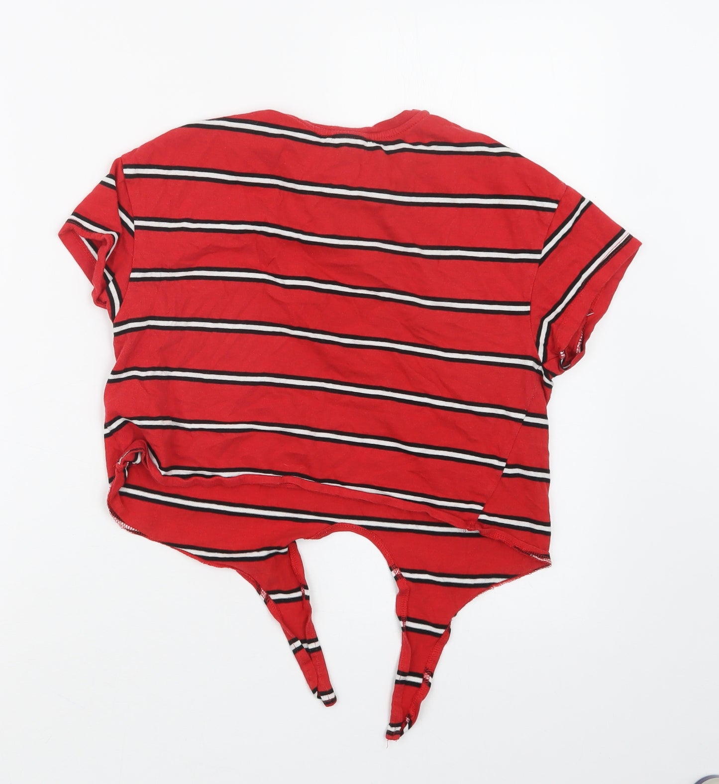 New Look Girls Red Striped  Cropped T-Shirt Size 10-11 Years