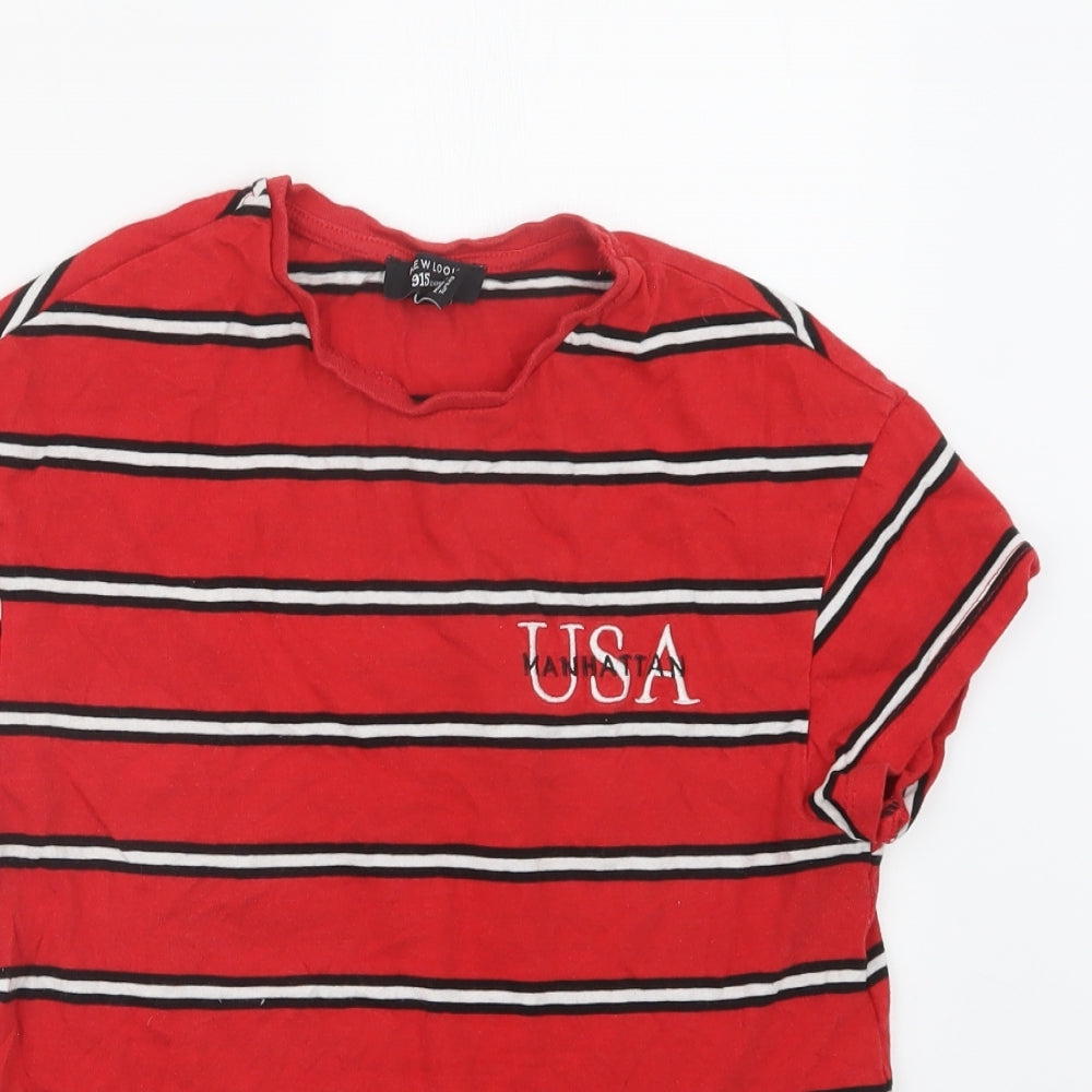 New Look Girls Red Striped  Cropped T-Shirt Size 10-11 Years