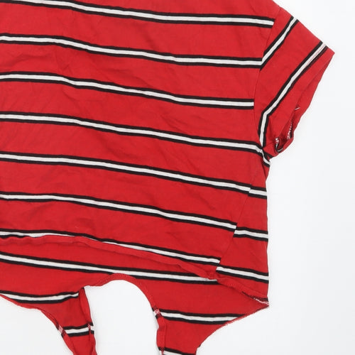 New Look Girls Red Striped  Cropped T-Shirt Size 10-11 Years
