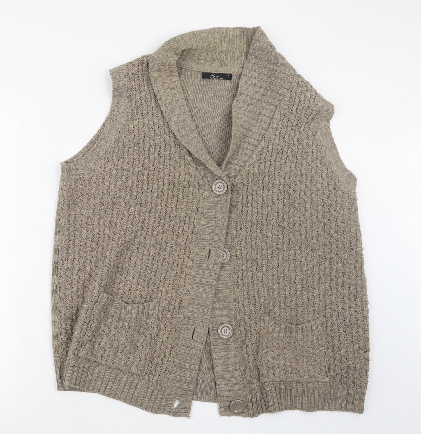 BM Womens Beige  Knit Cardigan Jumper Size L