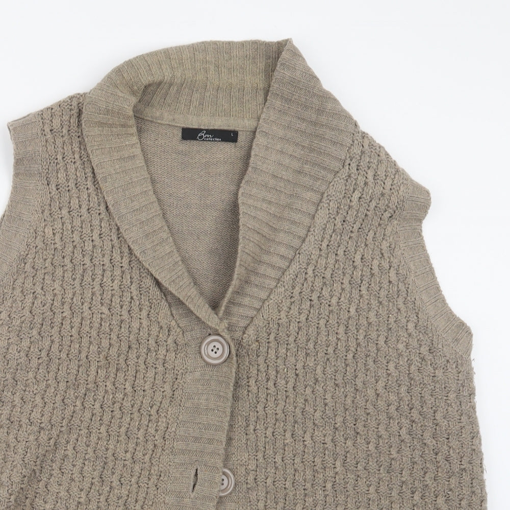 BM Womens Beige  Knit Cardigan Jumper Size L