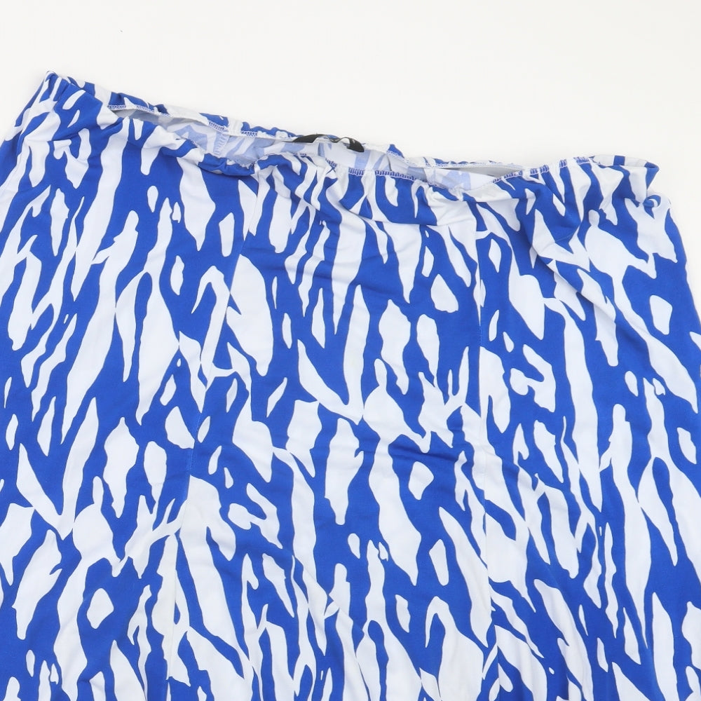 Wardrobe Womens Blue Geometric  A-Line Skirt Size 22