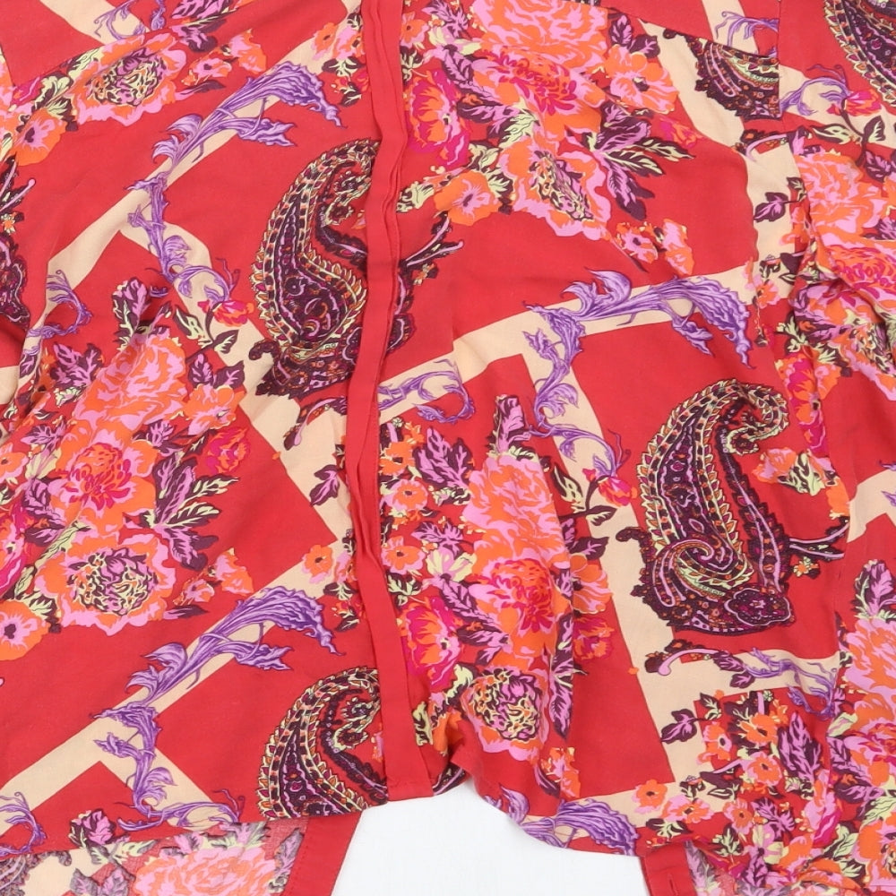 NEXT Womens Red Paisley  Basic Button-Up Size 14