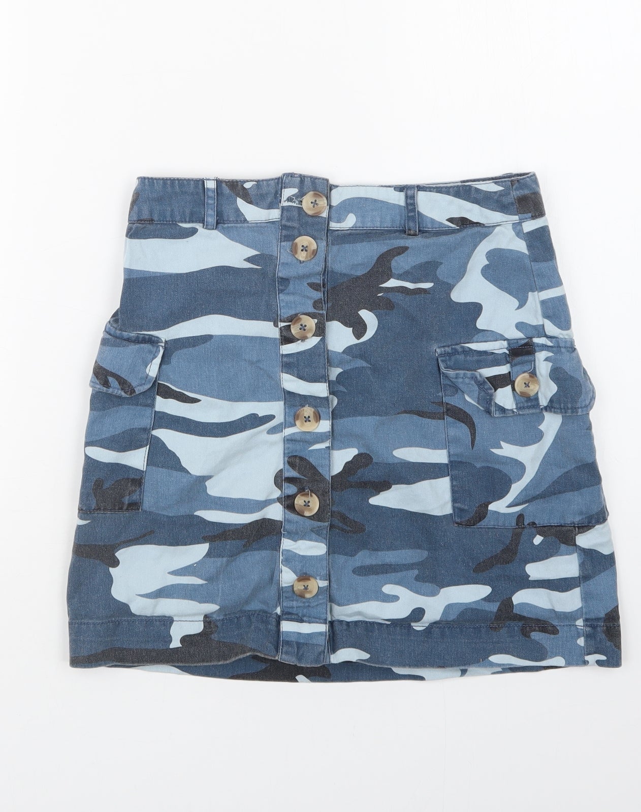 Innocence Womens Blue Camouflage Denim Straight & Pencil Skirt Size 8