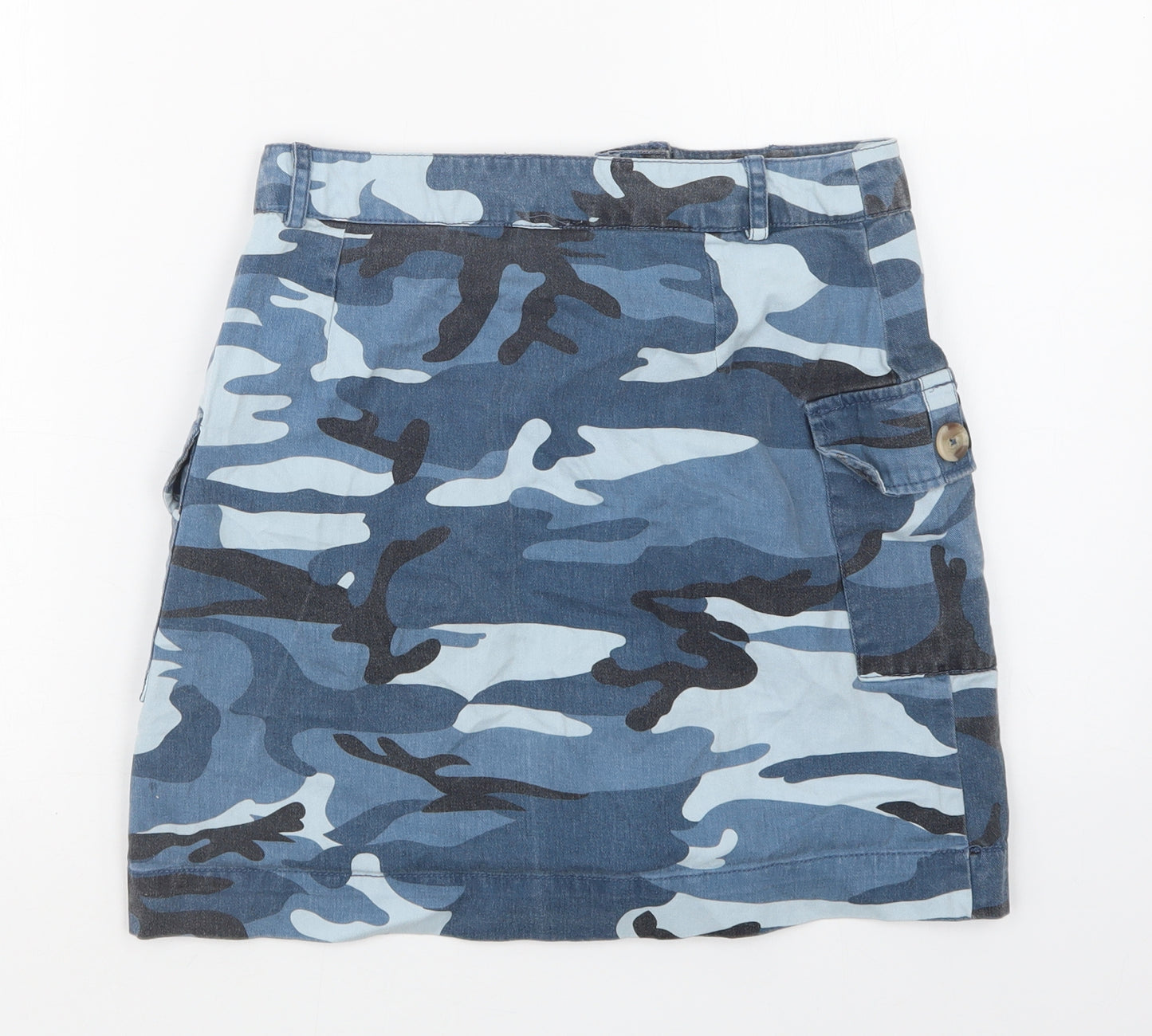 Innocence Womens Blue Camouflage Denim Straight & Pencil Skirt Size 8