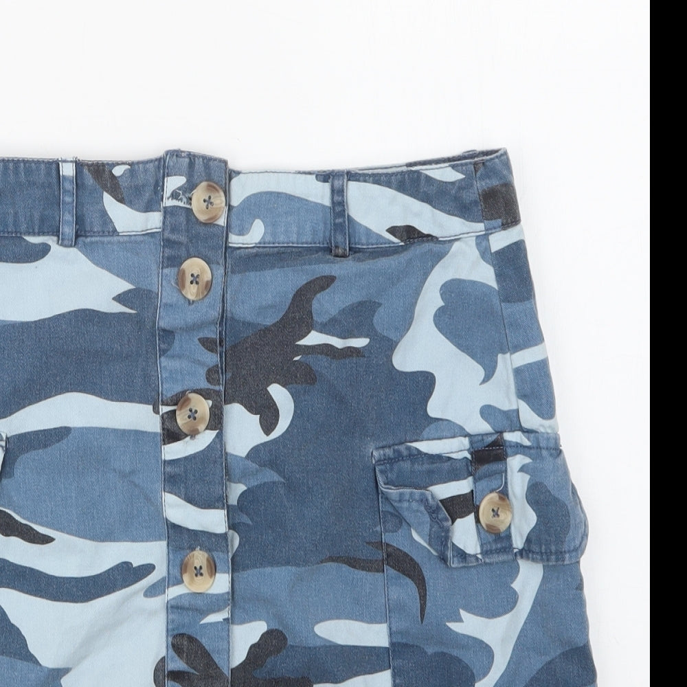 Innocence Womens Blue Camouflage Denim Straight & Pencil Skirt Size 8