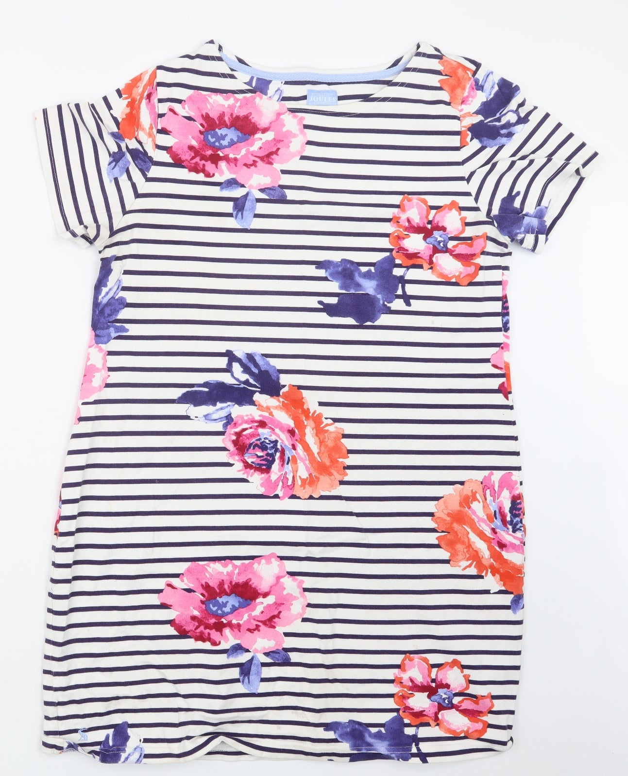 Joules Womens Blue Fair Isle  Basic T-Shirt Size 16  - Long