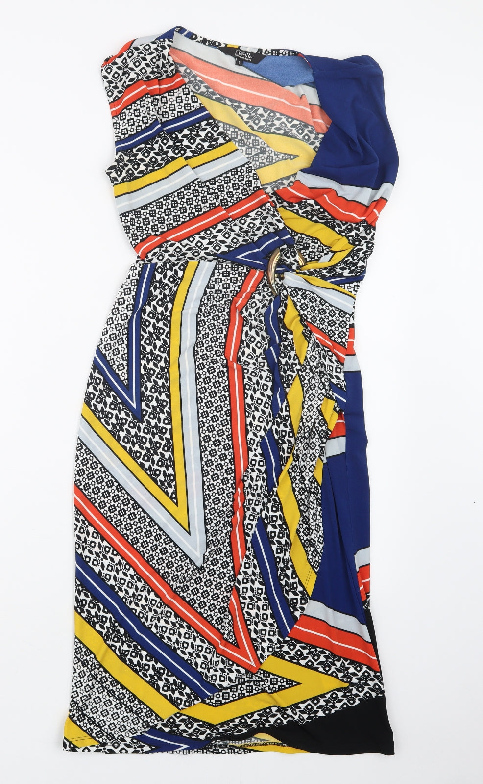 Debenhams Womens Blue Geometric  T-Shirt Dress  Size 8