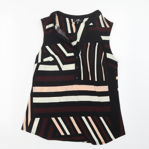 Wallis Womens Black Geometric  Basic Blouse Size S
