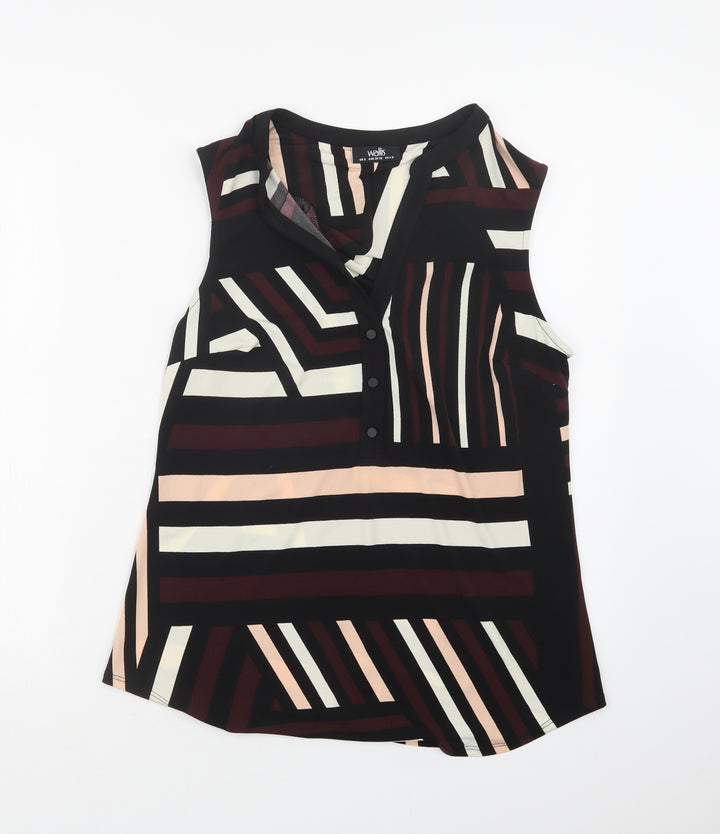 Wallis Womens Black Geometric  Basic Blouse Size S