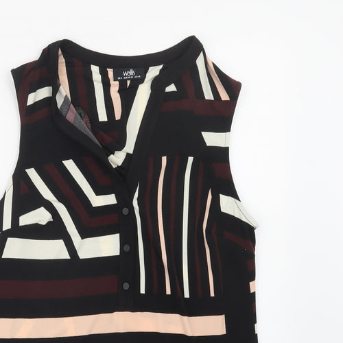 Wallis Womens Black Geometric  Basic Blouse Size S