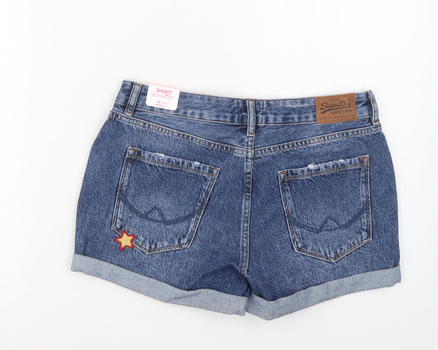 Superdry Womens Blue  Denim Hot Pants Shorts Size 29 in