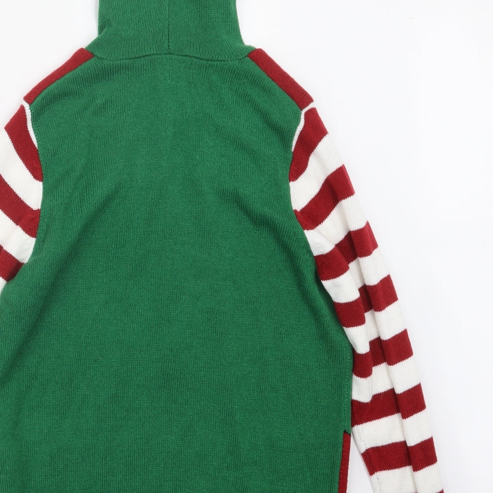 Avenue Womens Green Geometric Knit Pullover Hoodie Size 12  - Christmas