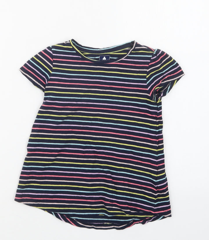 Gap Girls Blue Striped Basic T-Shirt Size 5 Years