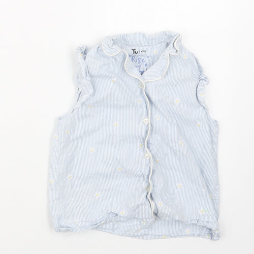 TU Girls Blue Striped  Top Pyjama Top Size 6-7 Years