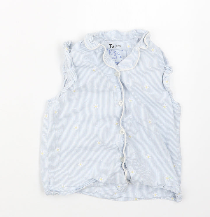 TU Girls Blue Striped Top Pyjama Top Size 6-7 Years