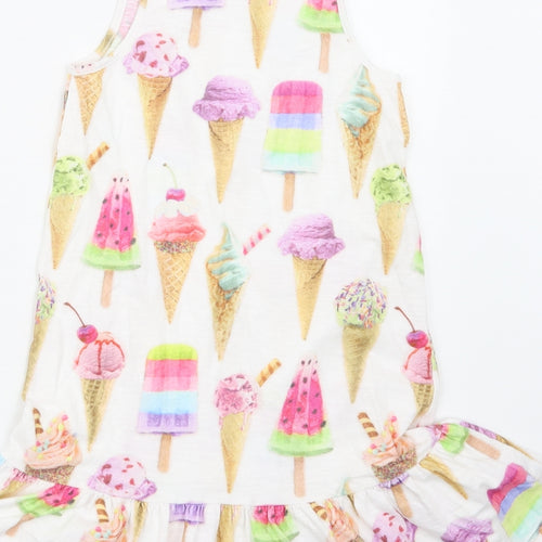 NEXT Girls White Geometric  T-Shirt Dress  Size 8 Years