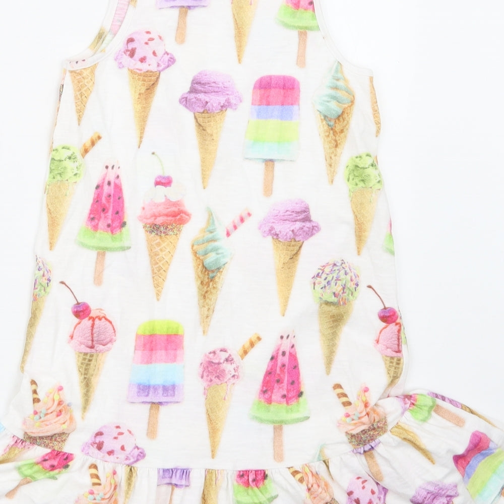 NEXT Girls White Geometric  T-Shirt Dress  Size 8 Years