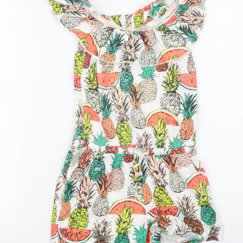 NEXT Girls White Geometric  Playsuit One-Piece Size 8 Years