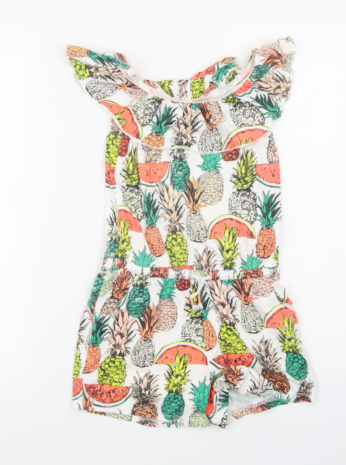 NEXT Girls White Geometric  Playsuit One-Piece Size 8 Years