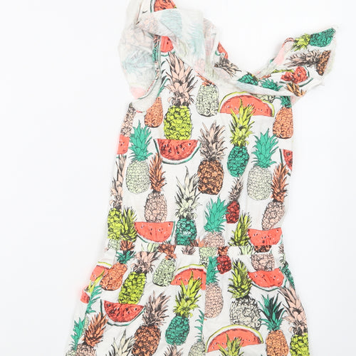 NEXT Girls White Geometric  Playsuit One-Piece Size 8 Years