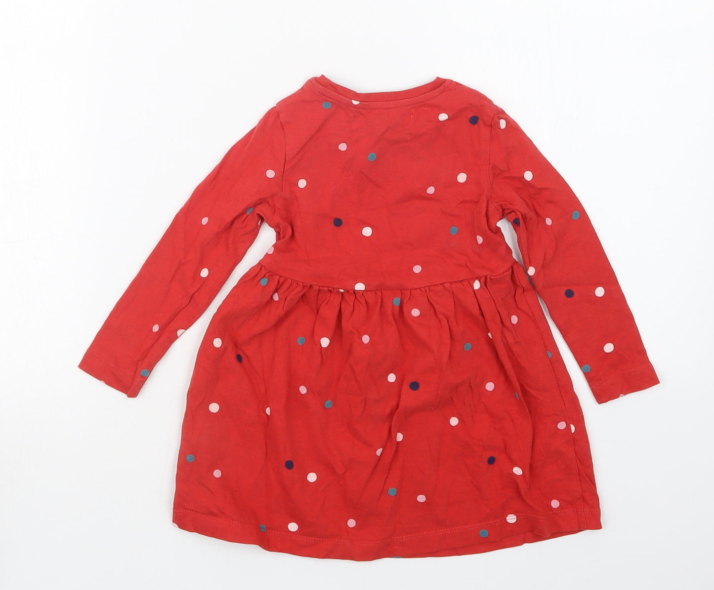 Marks and Spencer Girls Red Geometric  T-Shirt Dress  Size 18-24 Months