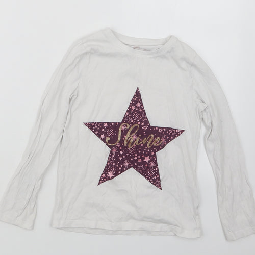 F&F Girls White Geometric  Top Pyjama Top Size 6-7 Years
