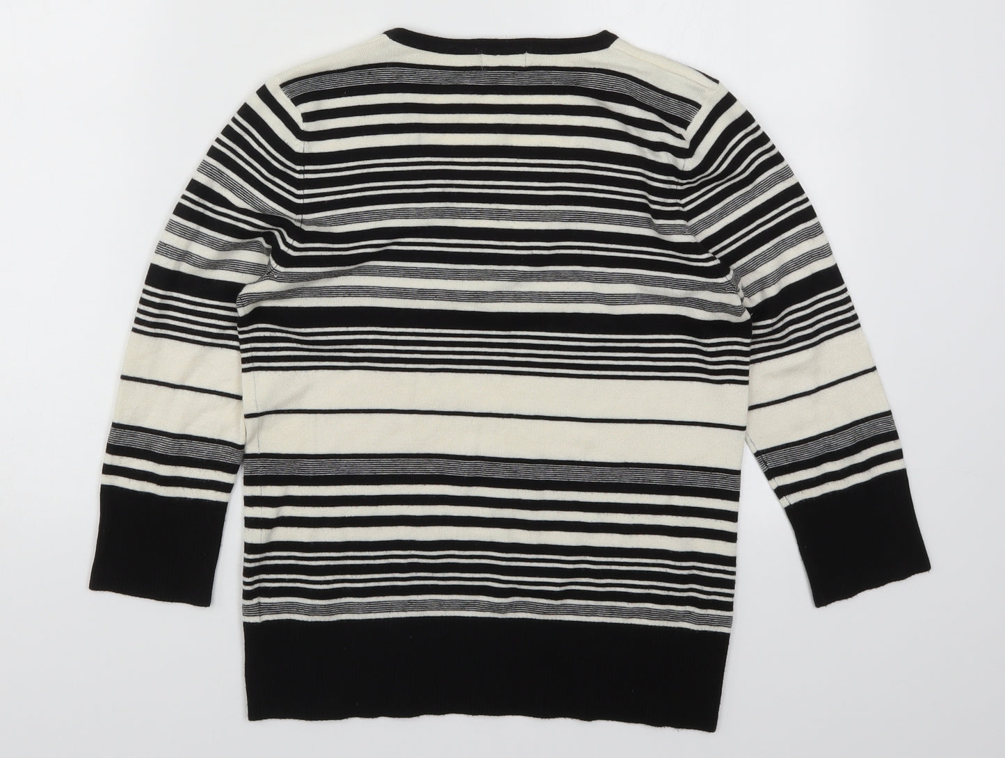 F&F Womens White Striped Knit Pullover Jumper Size 12