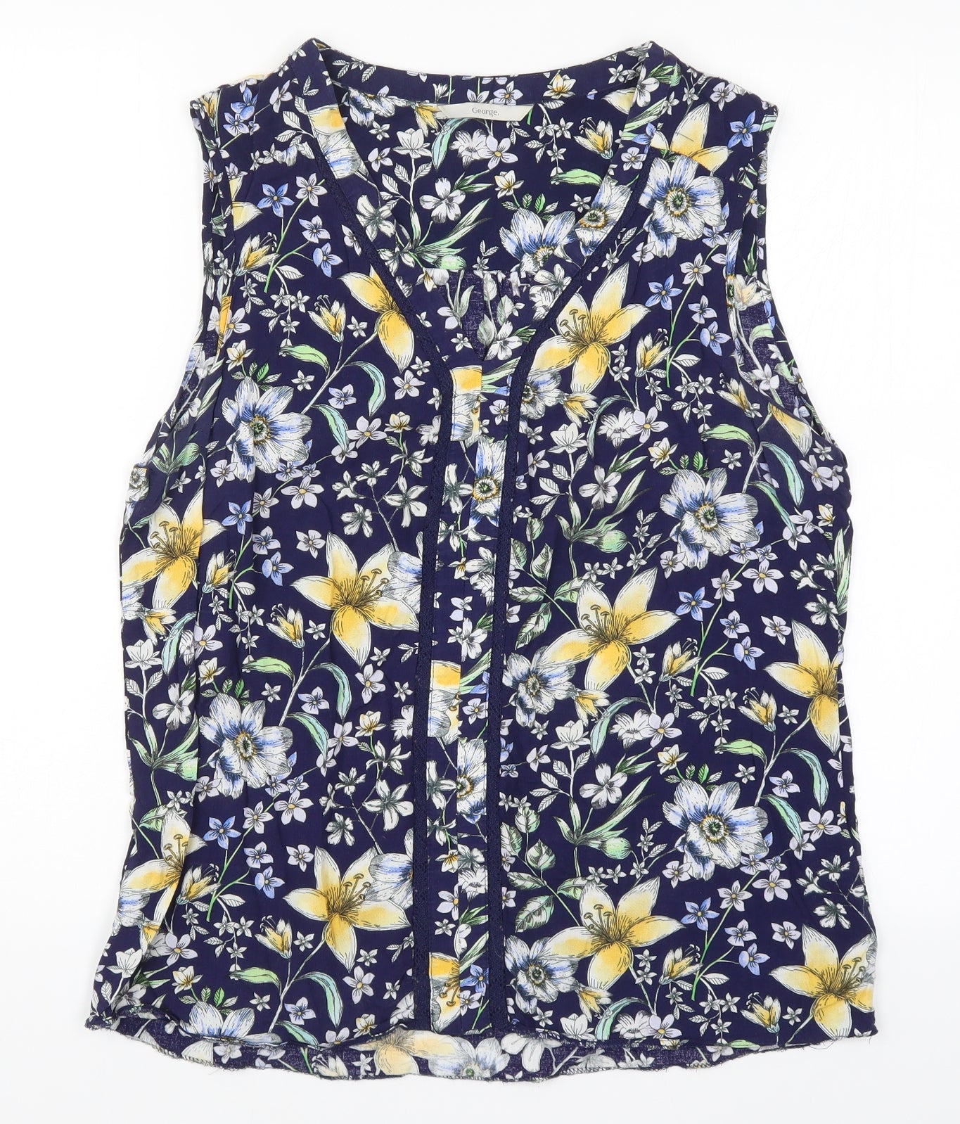 George Womens Blue Floral  Basic Tank Size 14