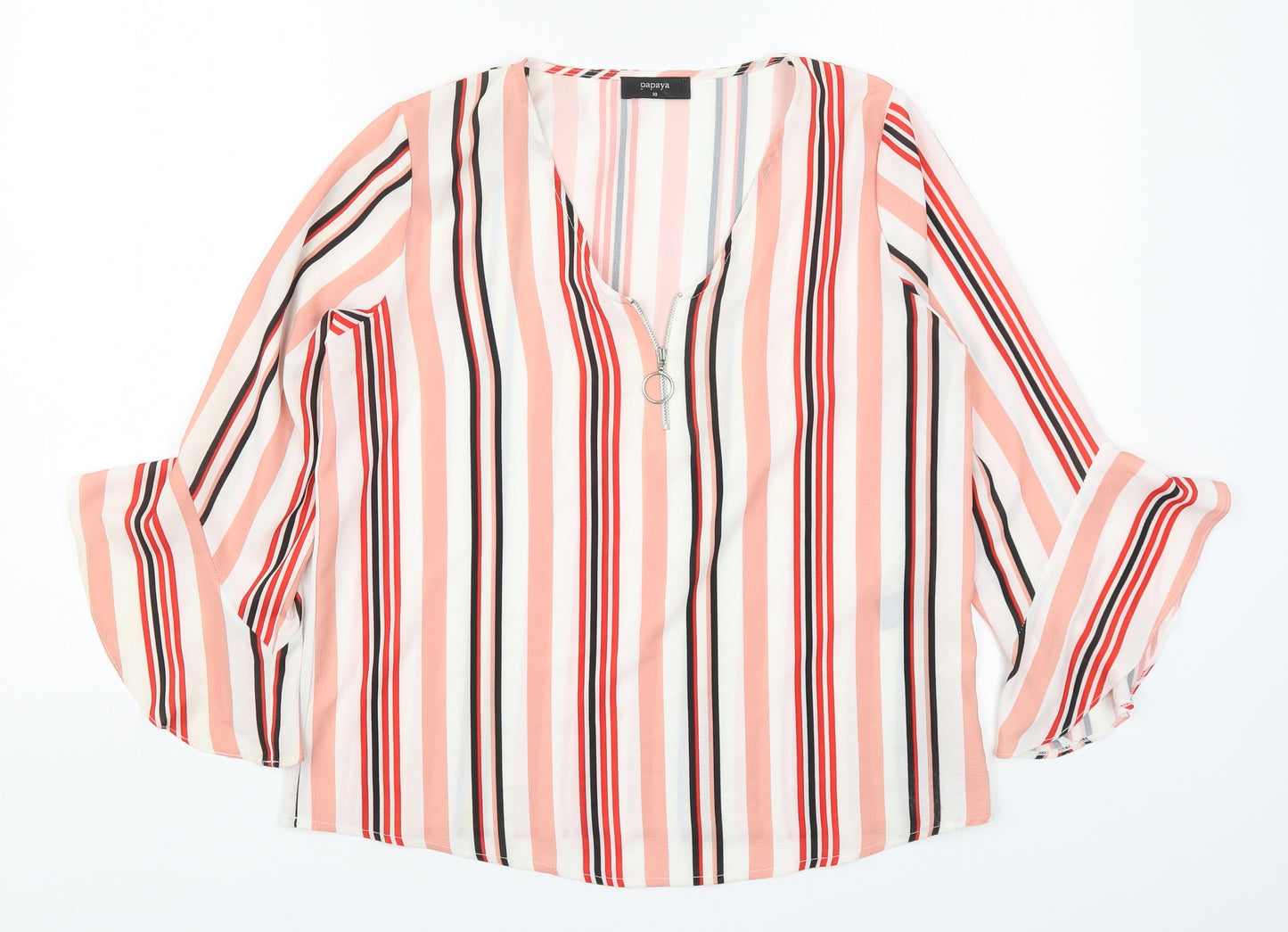 Papaya Womens Pink Striped  Basic Blouse Size 10