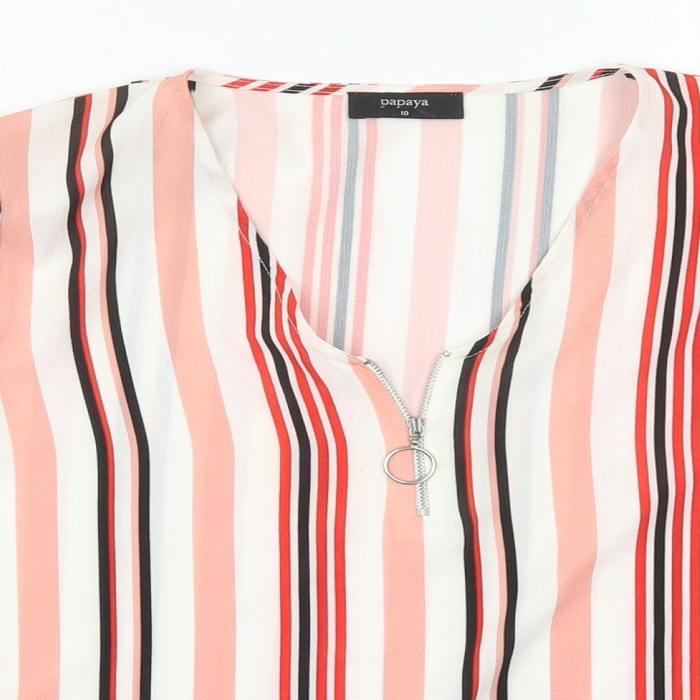 Papaya Womens Pink Striped  Basic Blouse Size 10