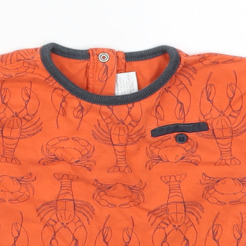 mamas & papas Boys Orange   Basic T-Shirt Size 6-9 Months  - Crabs Lobsters