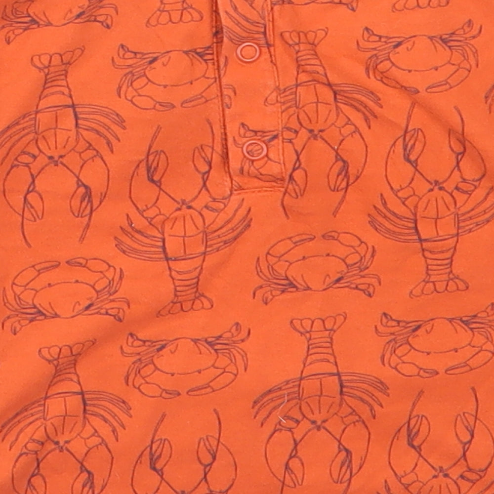 mamas & papas Boys Orange   Basic T-Shirt Size 6-9 Months  - Crabs Lobsters