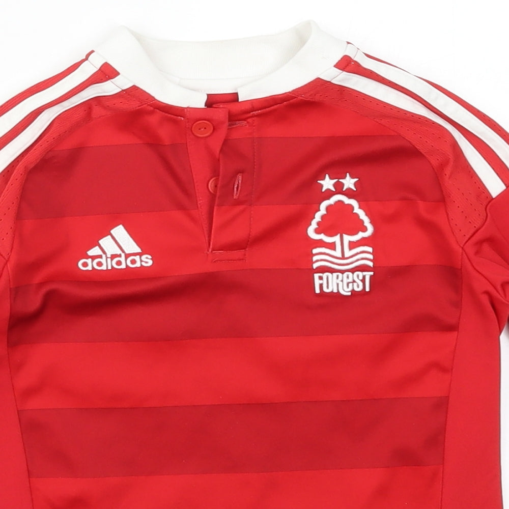 adidas Boys Red Striped  Basic T-Shirt Size 7-8 Years  - 10