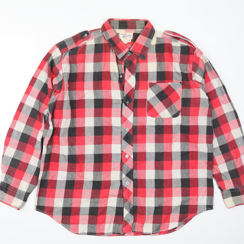 Friendship Mens Red Check   Button-Up Size XL
