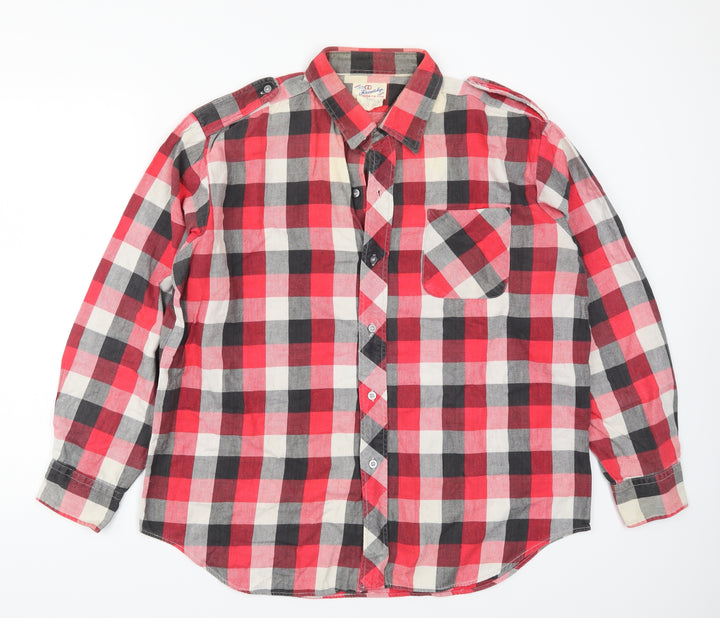 Friendship Mens Red Check Button-Up Size XL