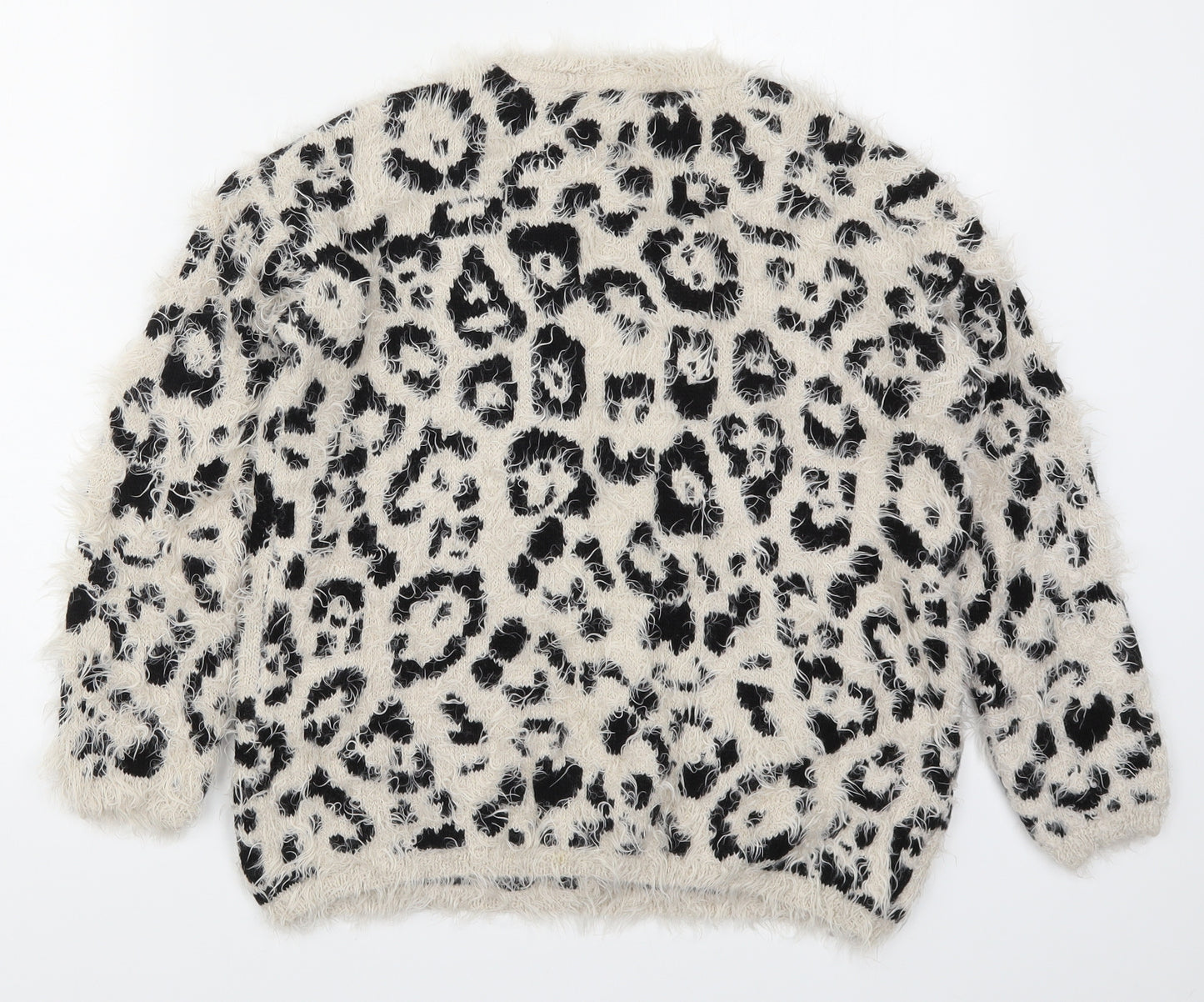 Marks and Spencer Womens Beige Animal Print Knit Pullover Jumper Size 8