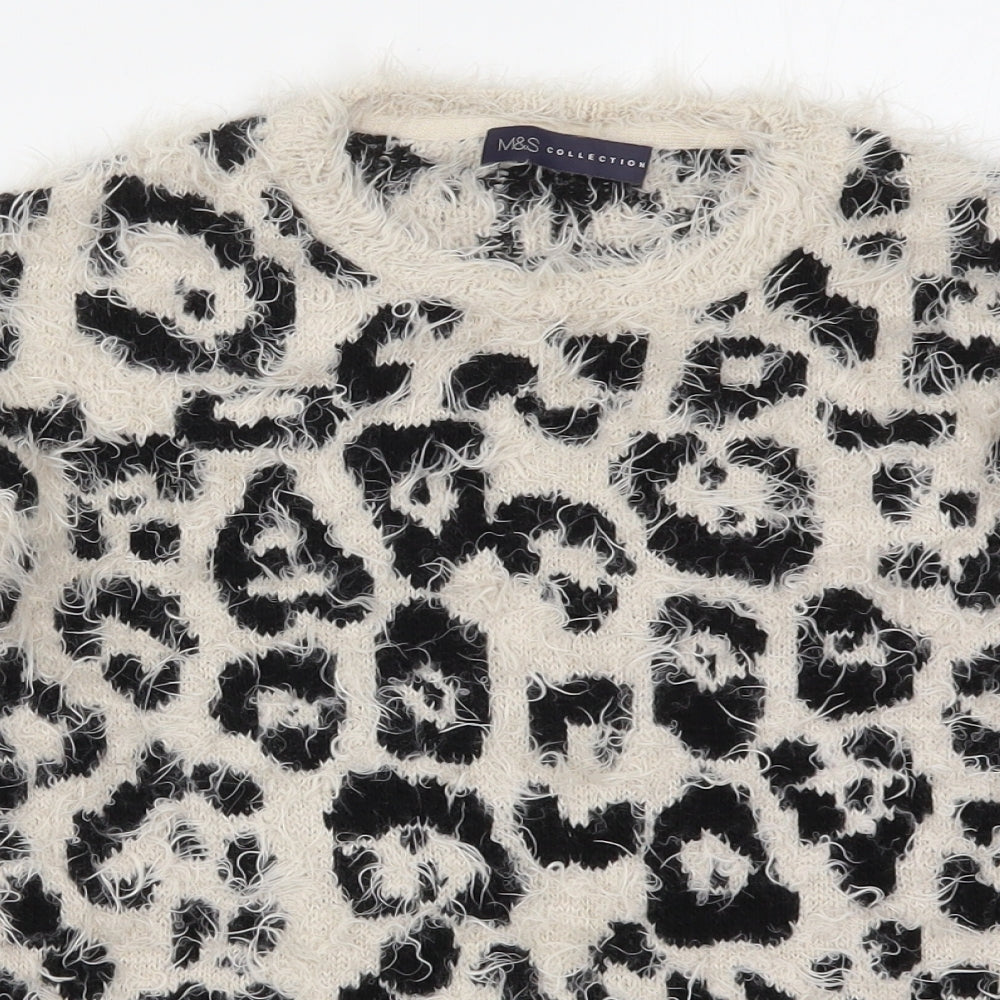 Marks and Spencer Womens Beige Animal Print Knit Pullover Jumper Size 8