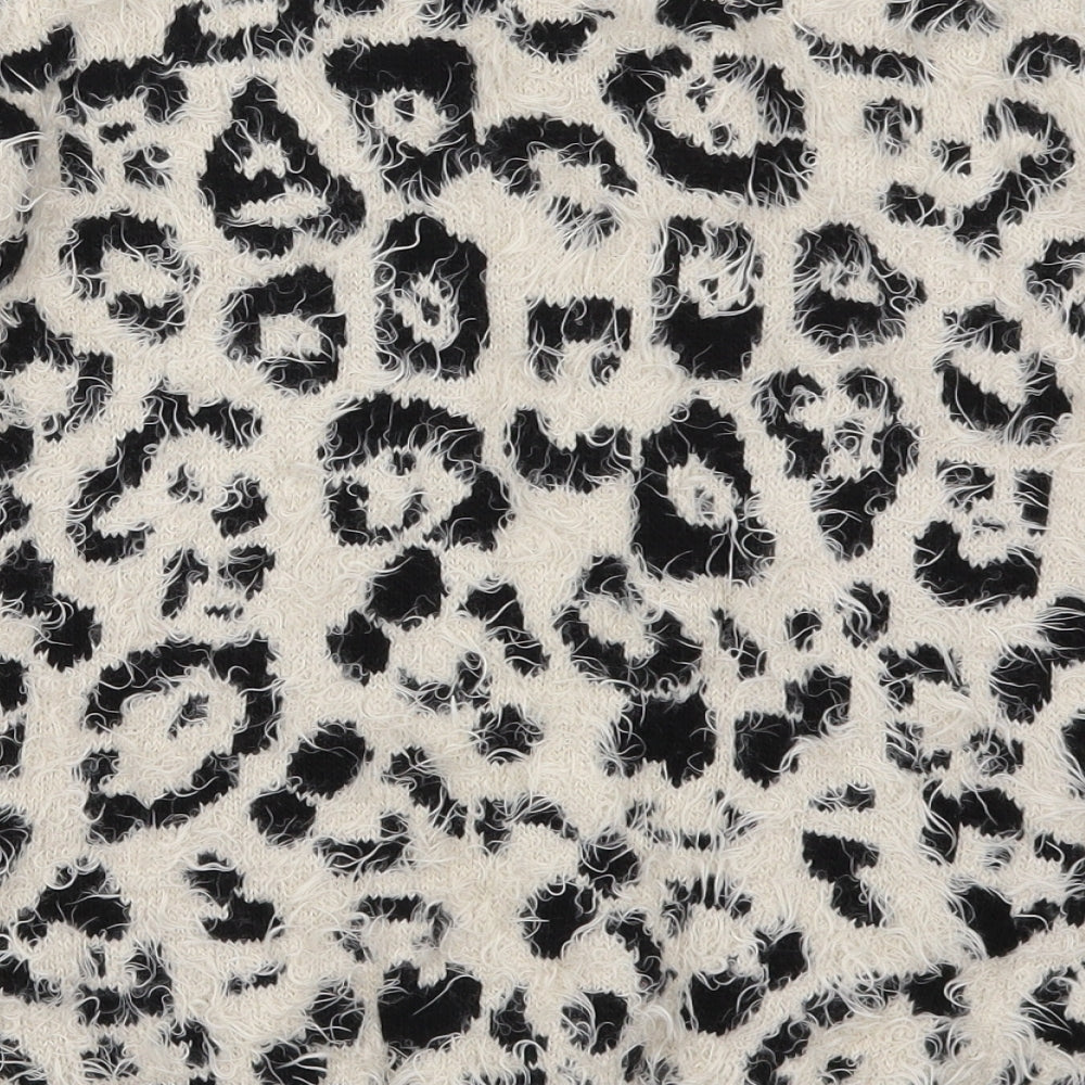Marks and Spencer Womens Beige Animal Print Knit Pullover Jumper Size 8