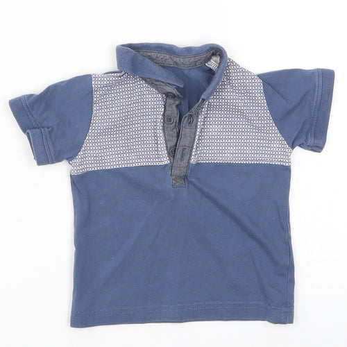 Matalan Boys Blue Geometric  Basic Polo Size 6-9 Months
