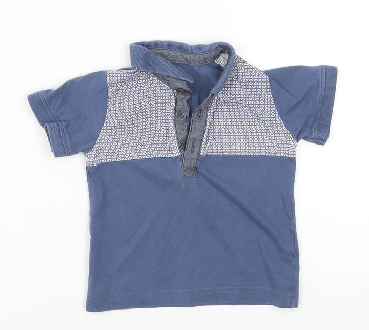 Matalan Boys Blue Geometric Basic Polo Size 6-9 Months