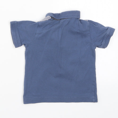 Matalan Boys Blue Geometric  Basic Polo Size 6-9 Months