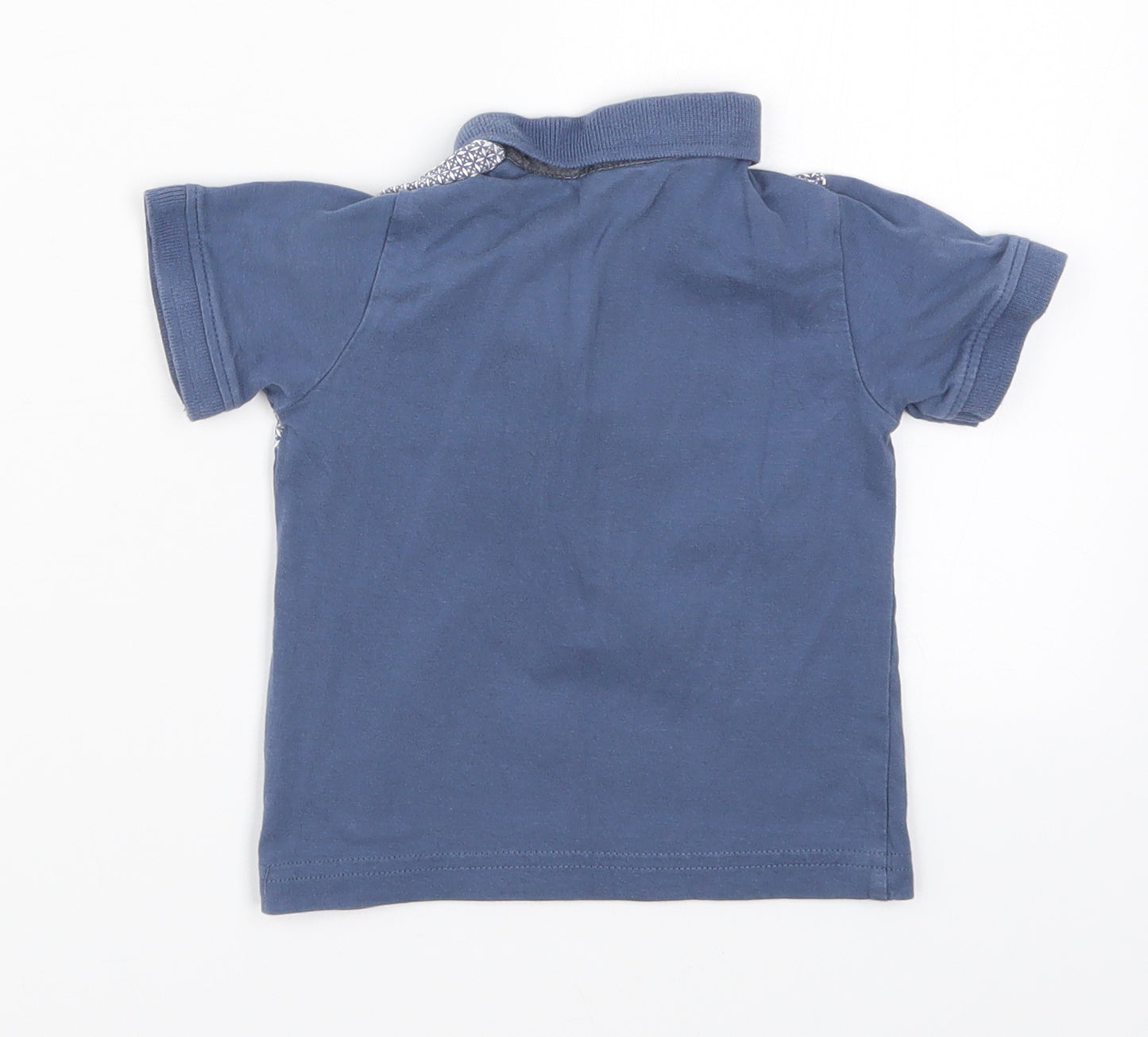 Matalan Boys Blue Geometric  Basic Polo Size 6-9 Months