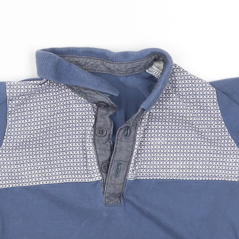 Matalan Boys Blue Geometric  Basic Polo Size 6-9 Months