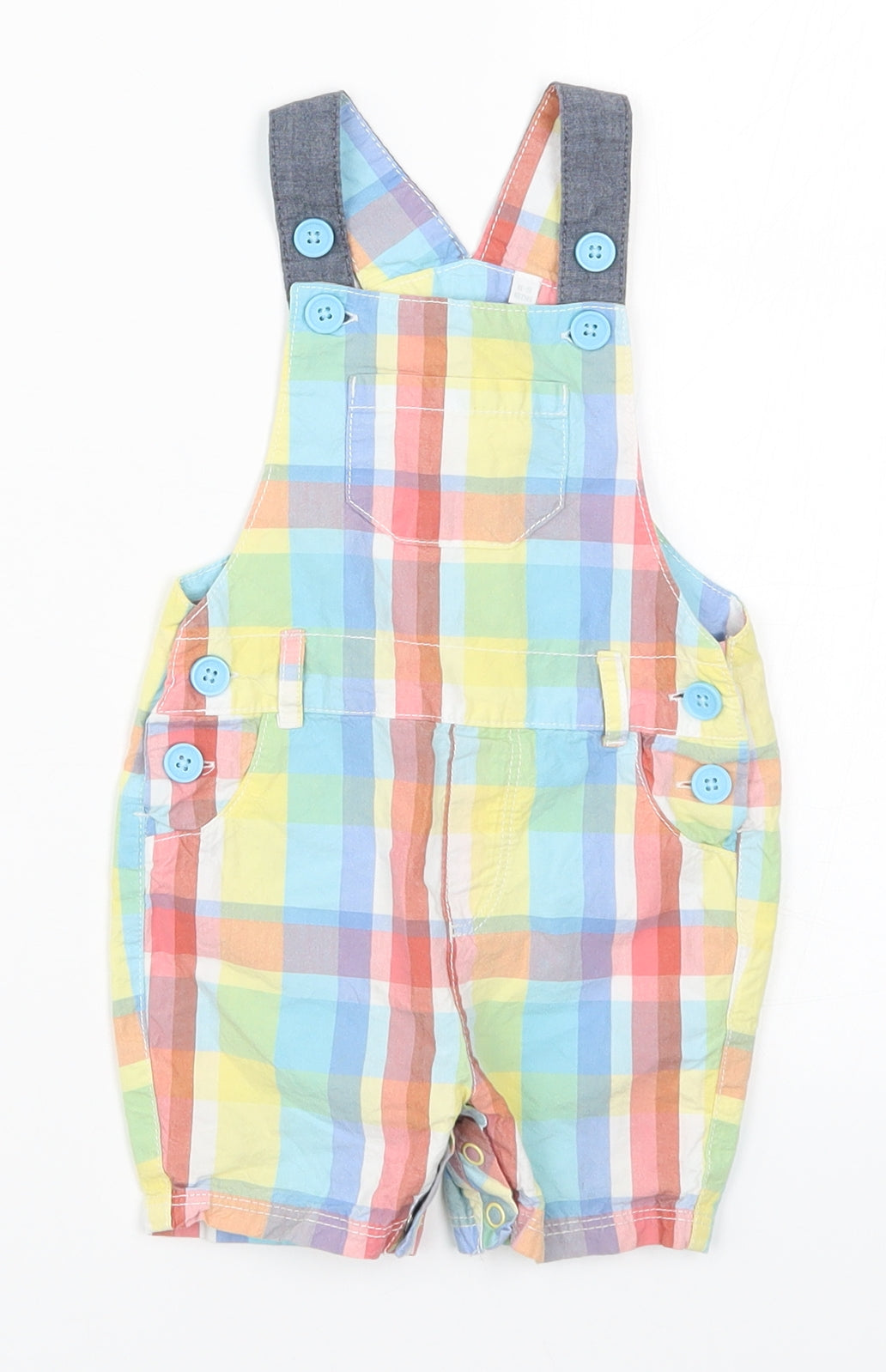 Blue Zoo Baby Multicoloured Check  Dungaree One-Piece Size 6-9 Months
