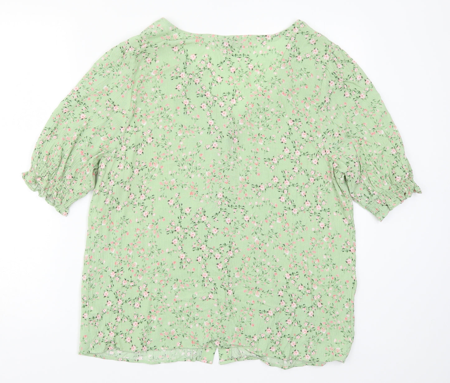 F&F Womens Green Floral  Basic Button-Up Size 16