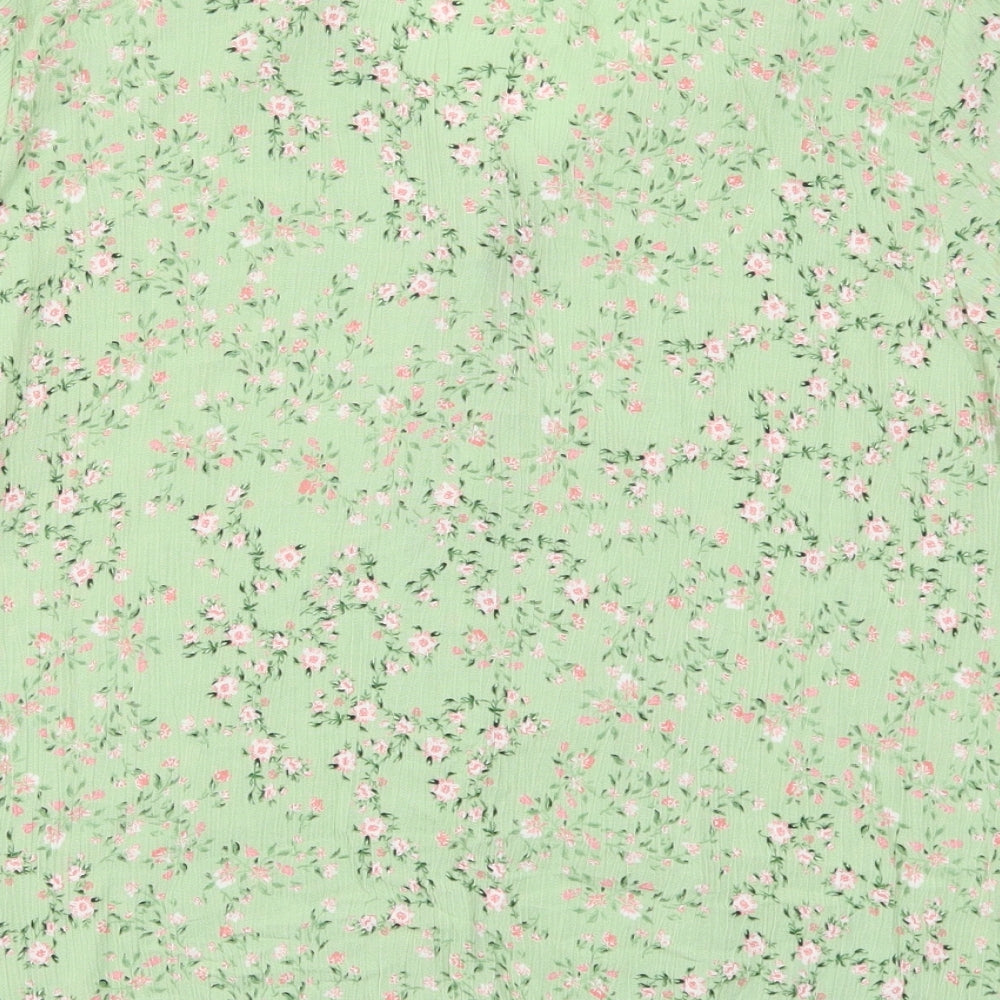 F&F Womens Green Floral  Basic Button-Up Size 16